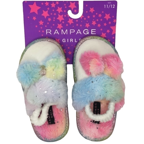 RAMPAGE Little Girl's Slippers Princess Rainbow Rhinestone Bedroom House NIP - Picture 2 of 4